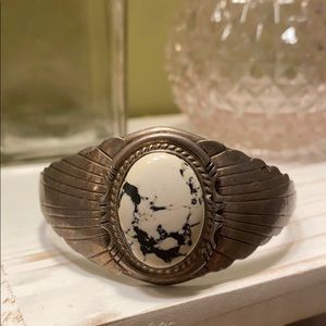 Real White turquoise and sterling silver bracelet